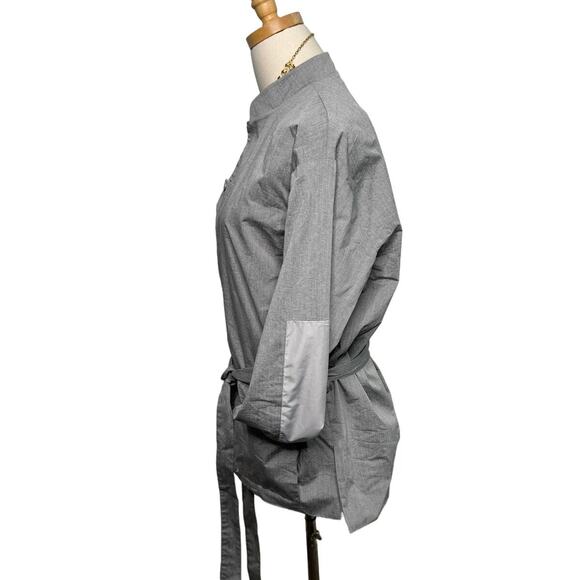 ORTTU snap front belted elbow patch Hong Kong jacket Heather Gray size medium M - Picture 3 of 8